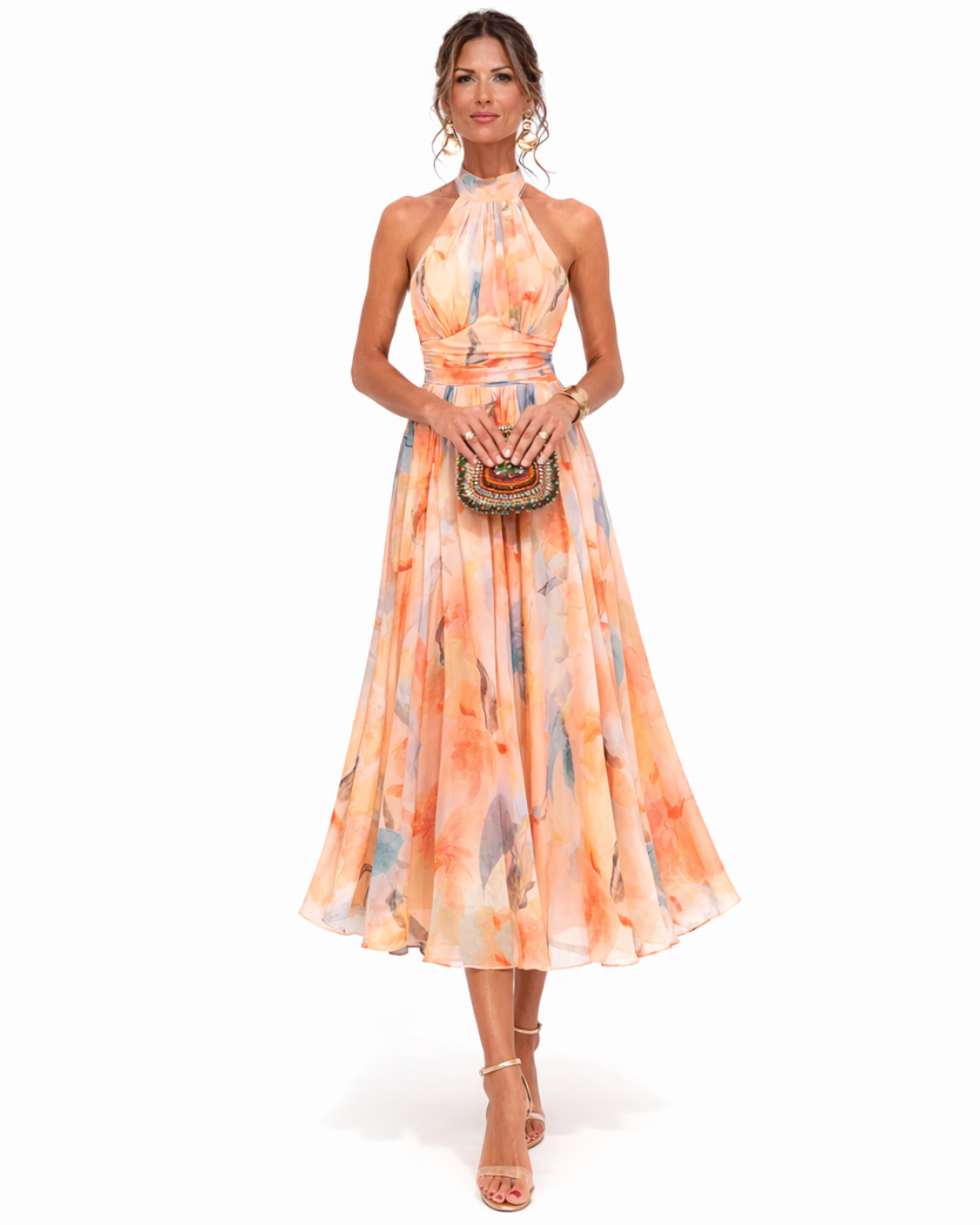 AURORA™ | WATERCOLOR HALTER MAXI DRESS