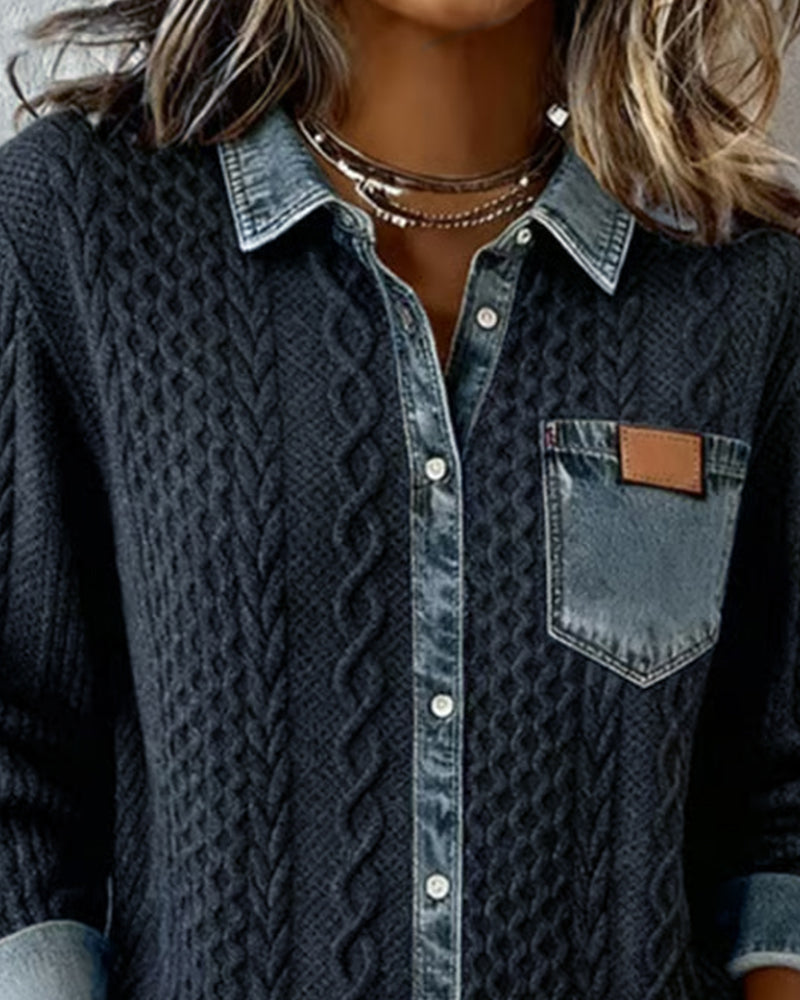 Kabira | Shirt with Denim Patchwork