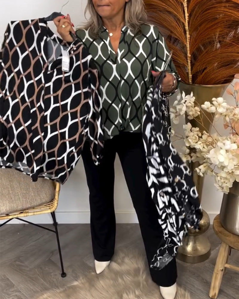 Vanda | Casual Blouse with Long Sleeves and Elegant Pattern