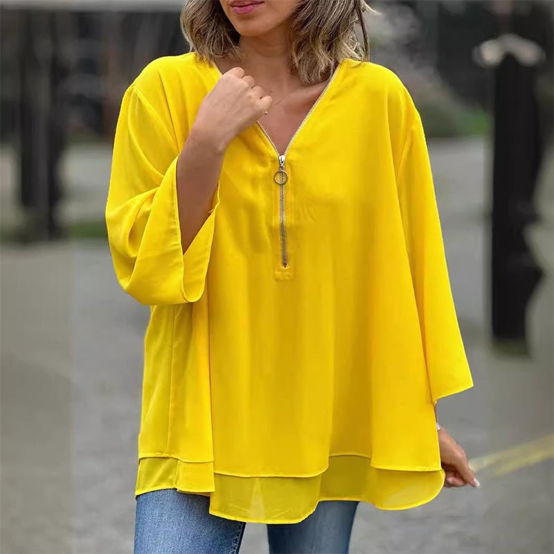 Jayne | Chiffon Zipper Blouse