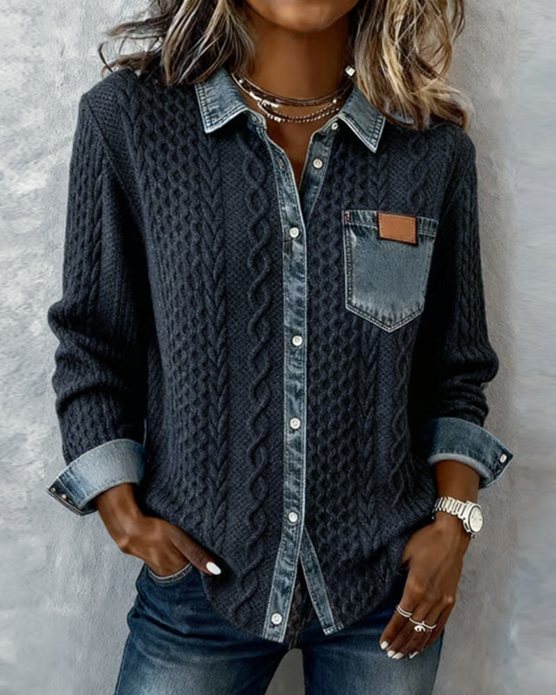 Kabira | Shirt with Denim Patchwork