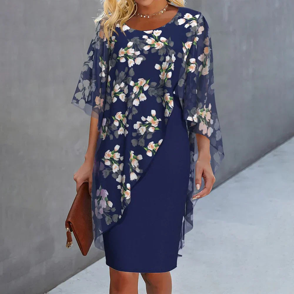 Klara | Floral Cape Dress