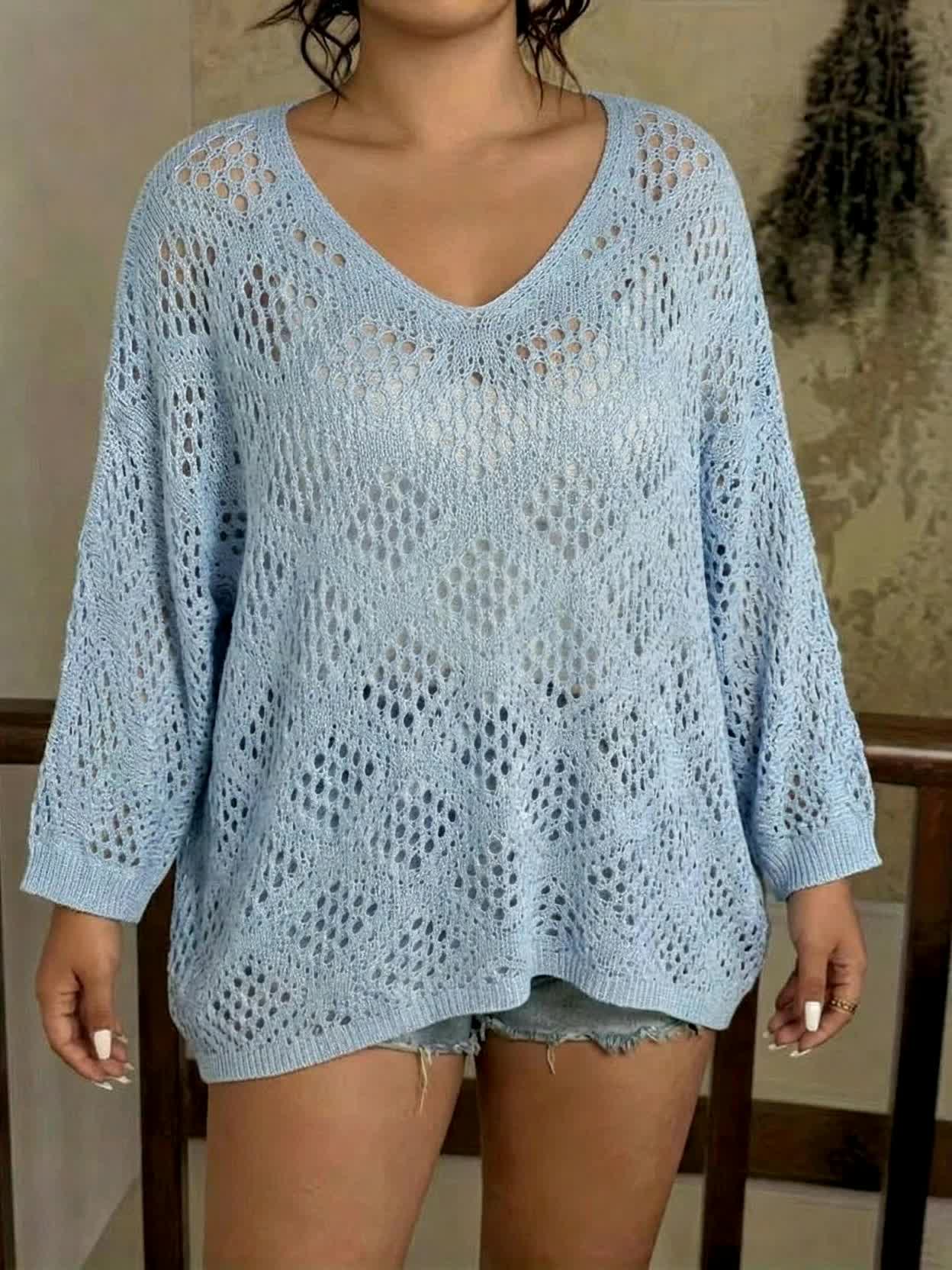 Edith™ | Open-Knit V-Neck Jumper
