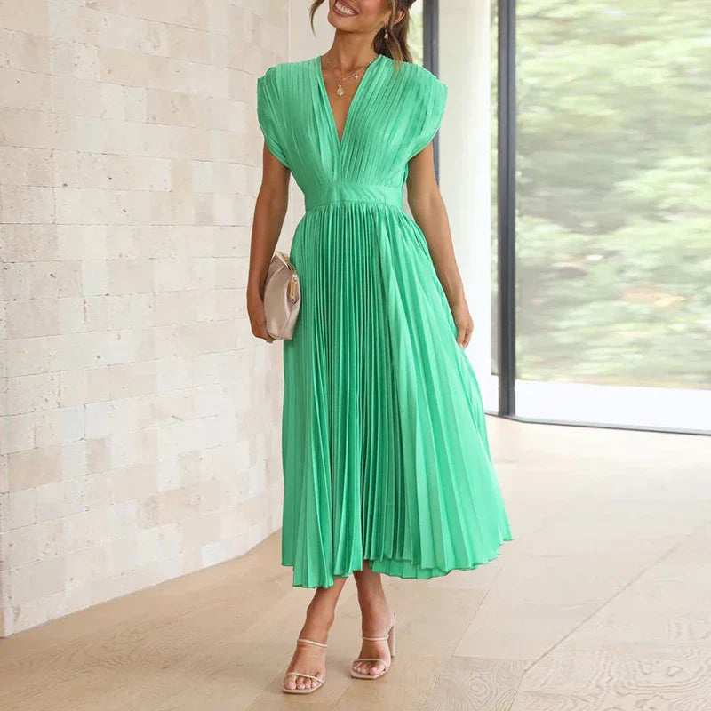 Kendall | V-Neck Maxi Dress with Pleats