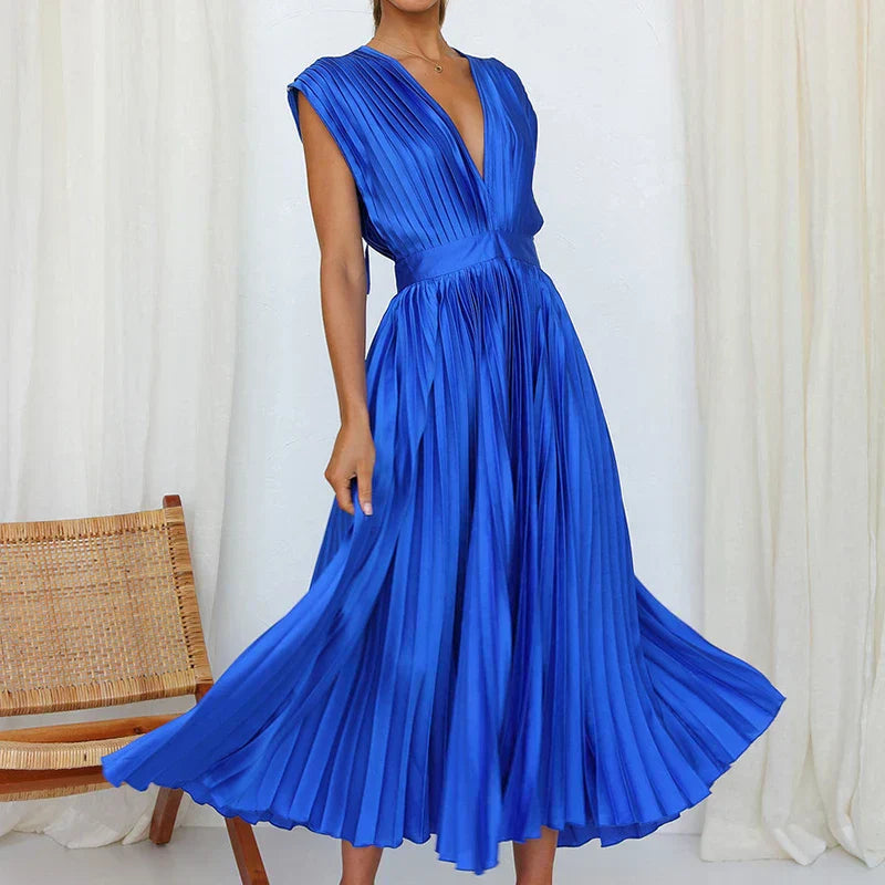 Kendall | V-Neck Maxi Dress with Pleats
