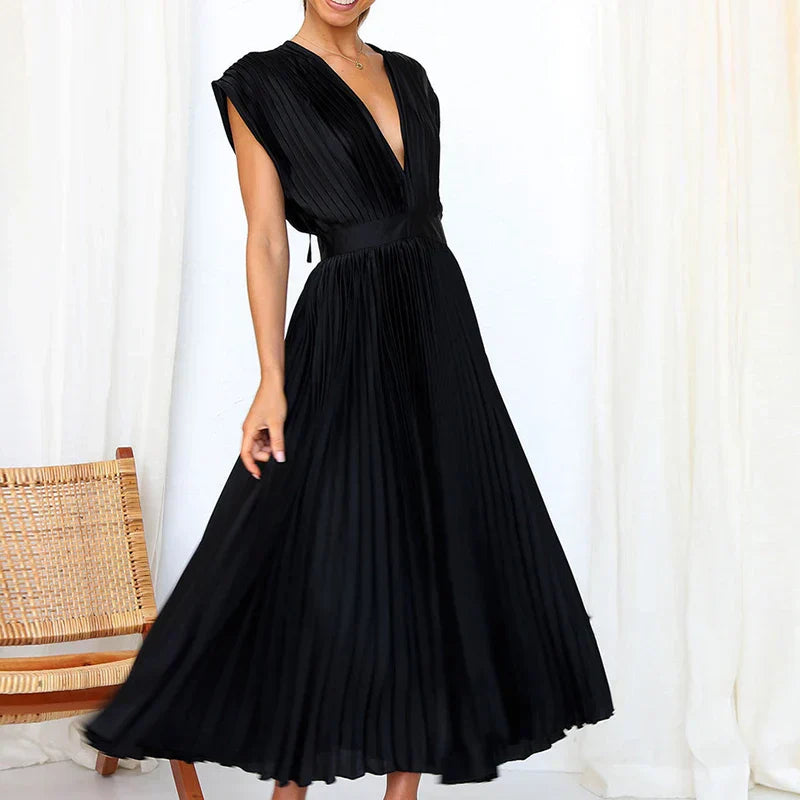 Kendall | V-Neck Maxi Dress with Pleats