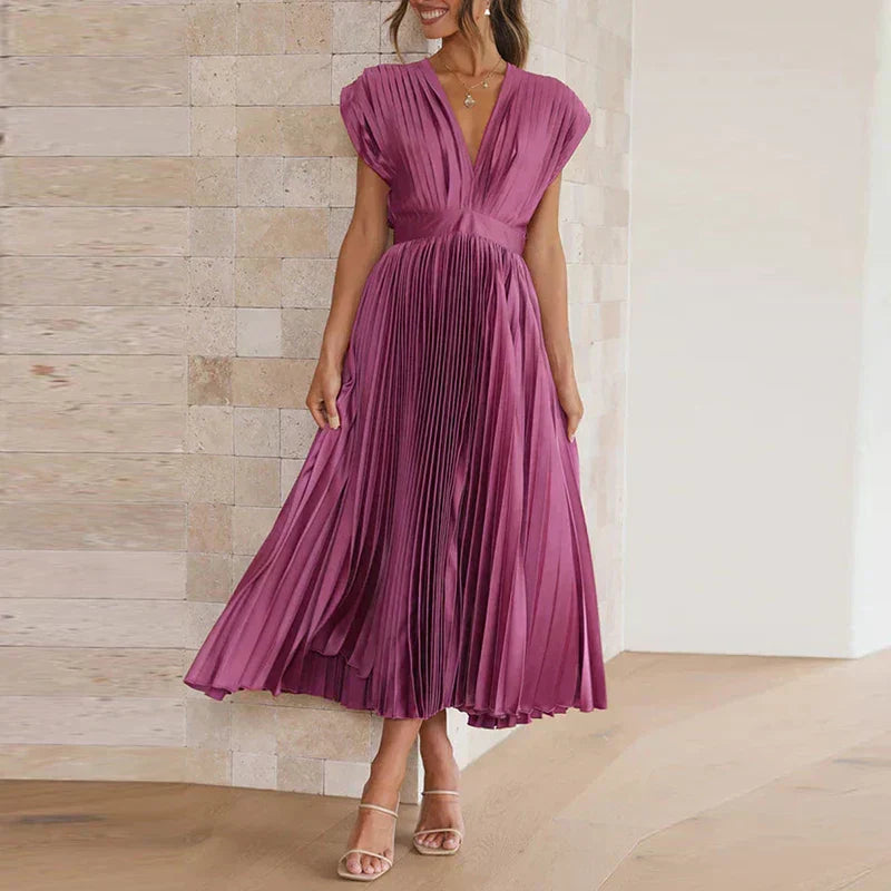 Kendall | V-Neck Maxi Dress with Pleats