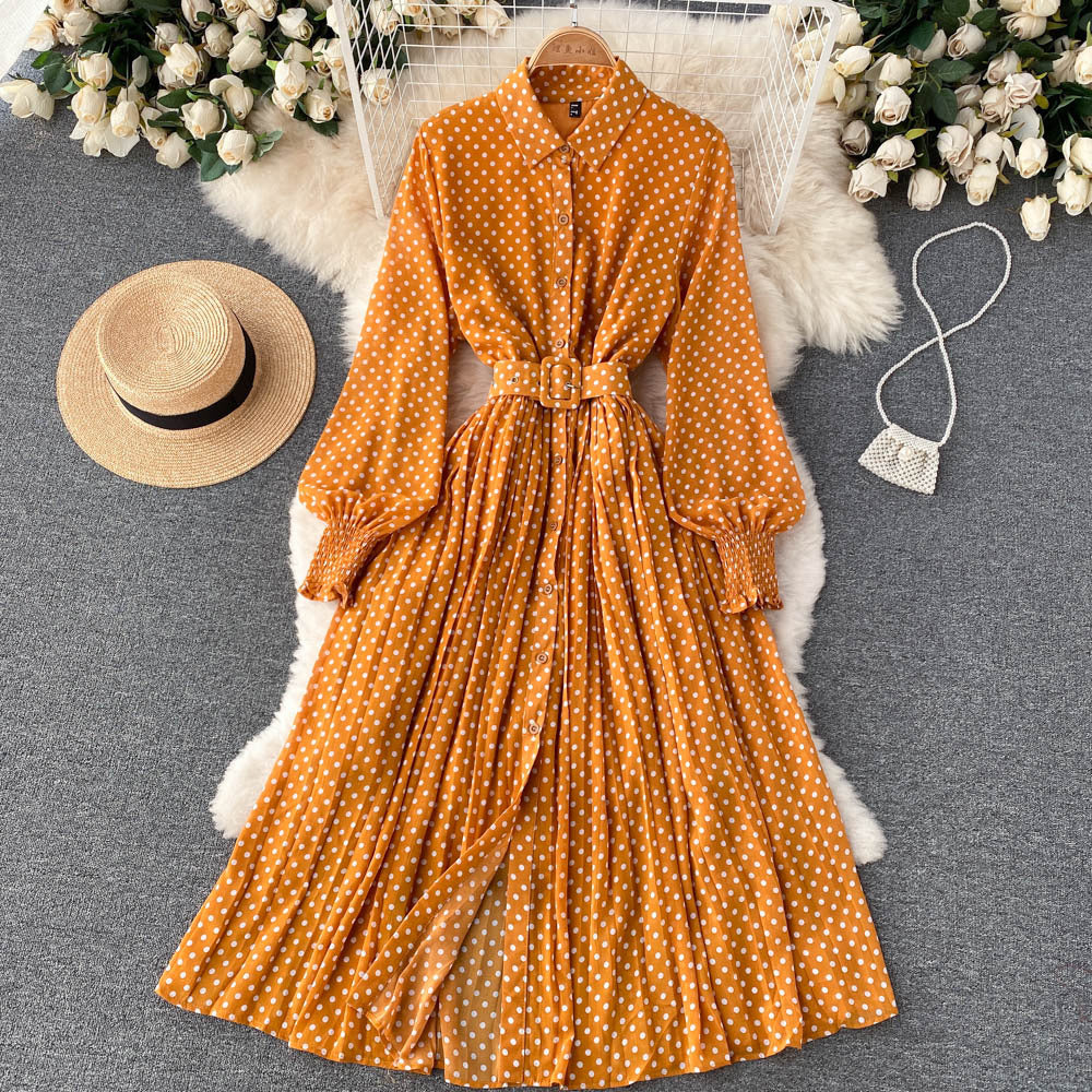 Keturah | Polka Dot Chiffon Pleated Dress