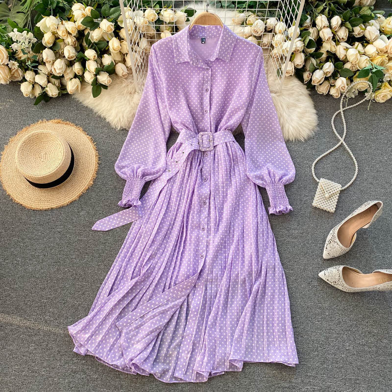 Keturah | Polka Dot Chiffon Pleated Dress