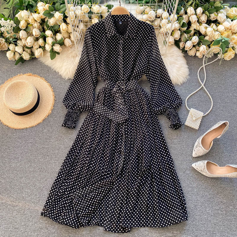 Keturah | Polka Dot Chiffon Pleated Dress