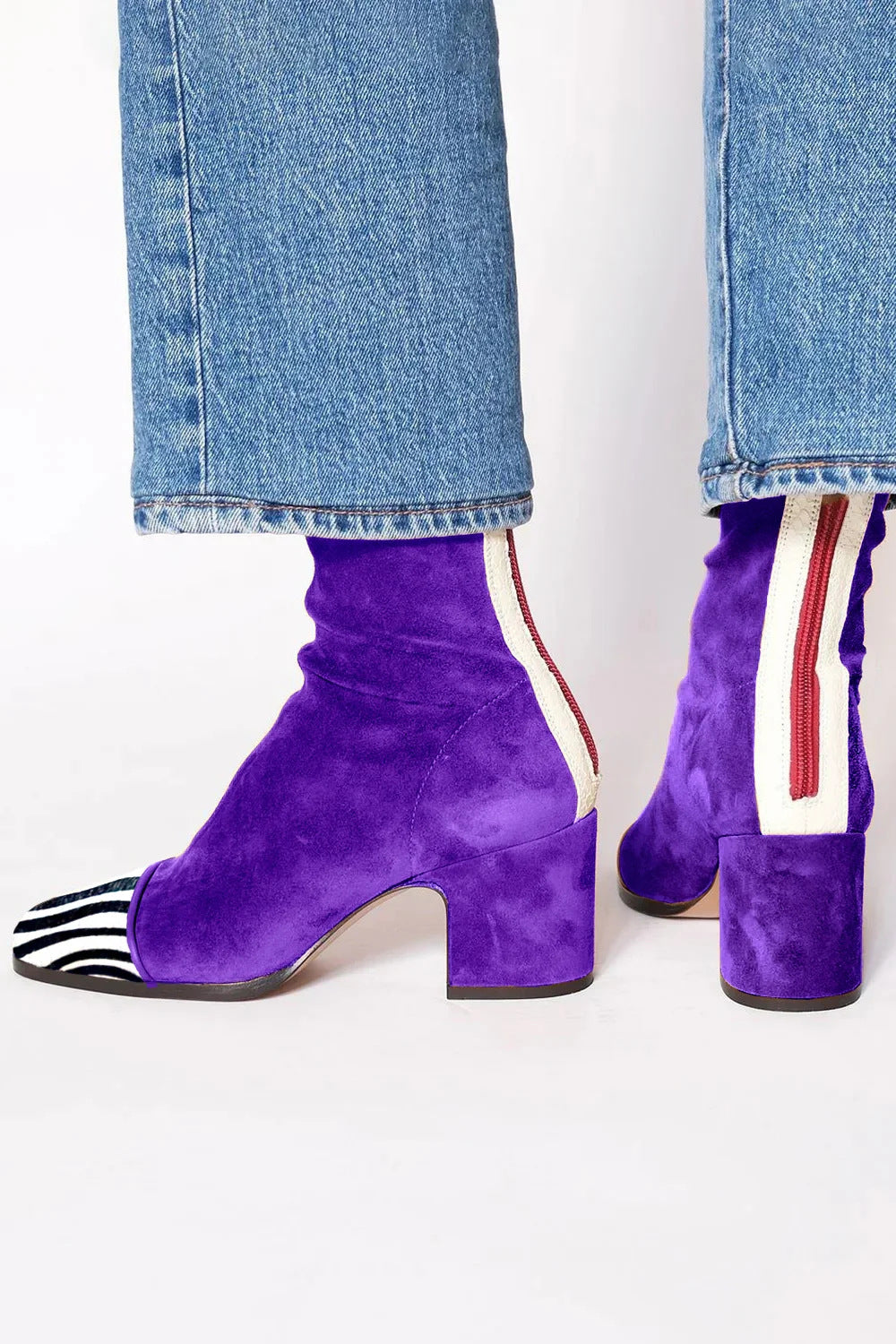 Vivi | Heel Ankle Boot Purple with Print