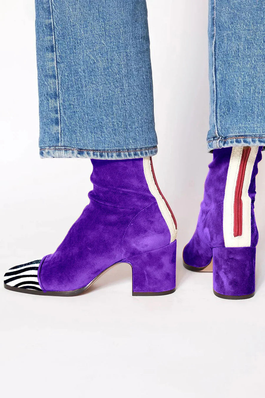 Vivi | Heel Ankle Boot Purple with Print