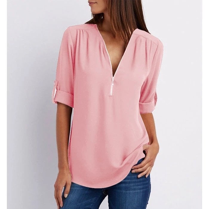 Henley | Chic Zipper Blouse