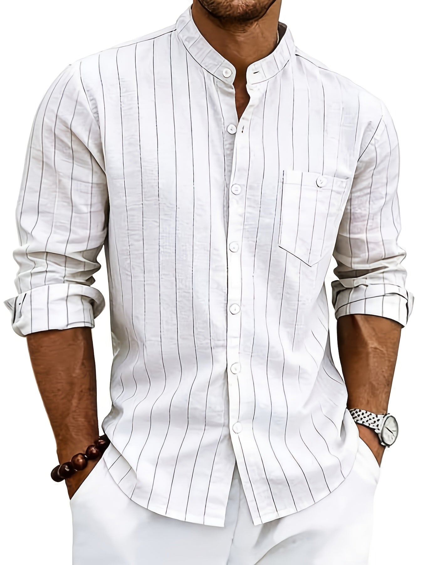 Auden | Men's Retro Striped Linen Shirt