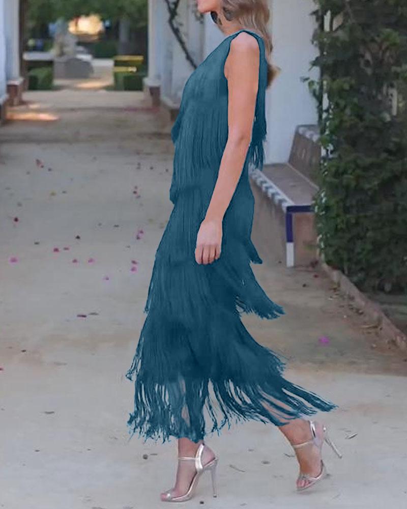 Endora | Off Shoulder Elegant Fringe Dress