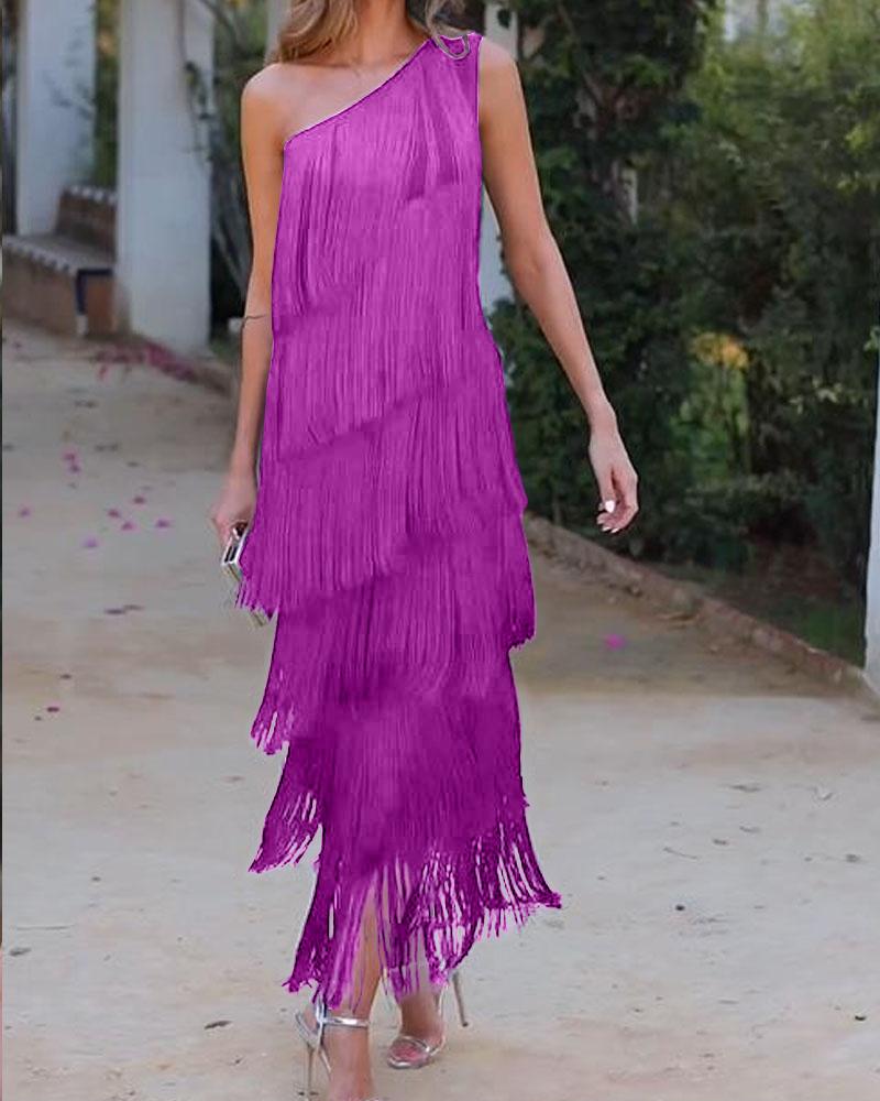 Endora | Off Shoulder Elegant Fringe Dress