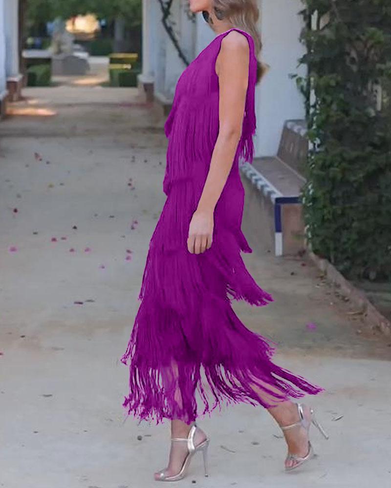 Endora | Off Shoulder Elegant Fringe Dress