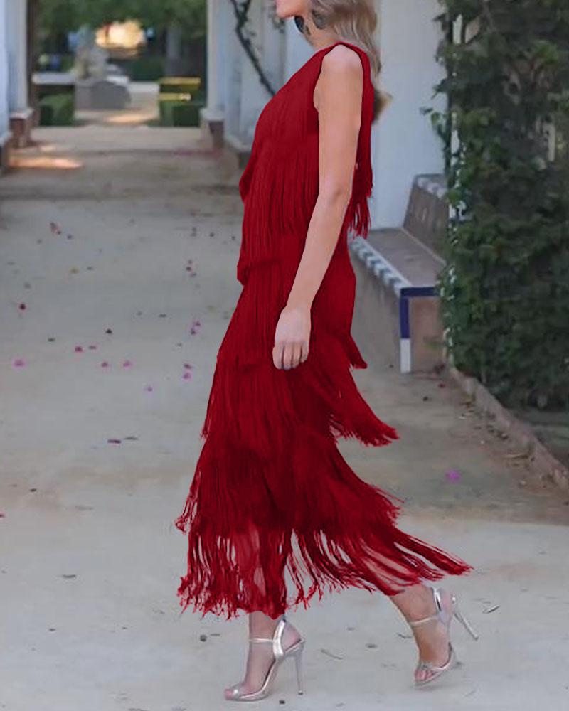 Endora | Off Shoulder Elegant Fringe Dress