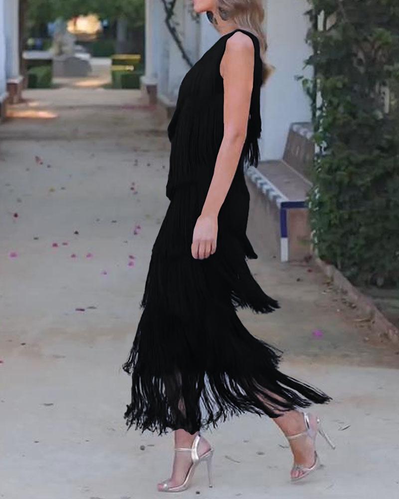 Endora | Off Shoulder Elegant Fringe Dress