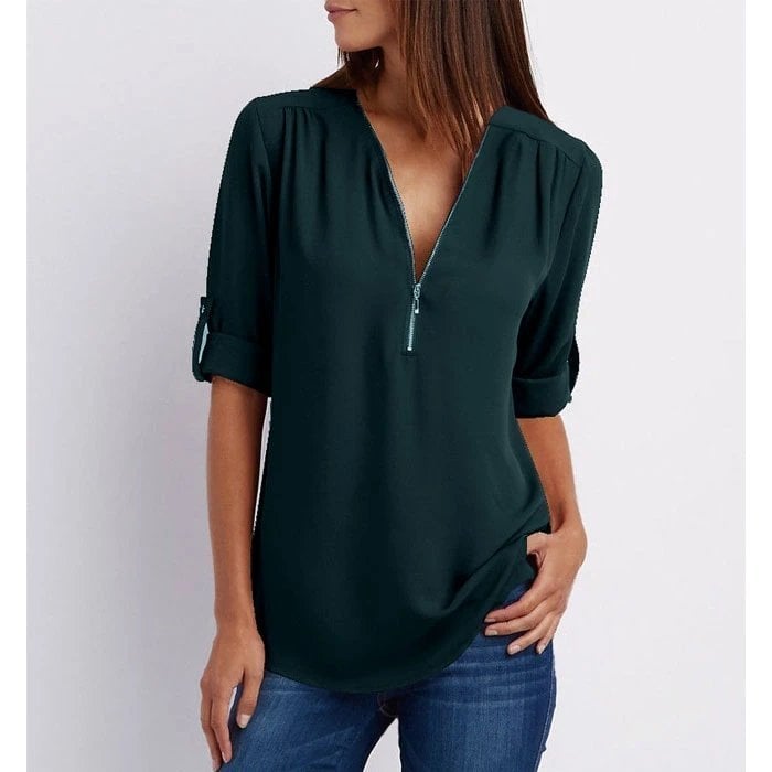 Henley | Chic Zipper Blouse