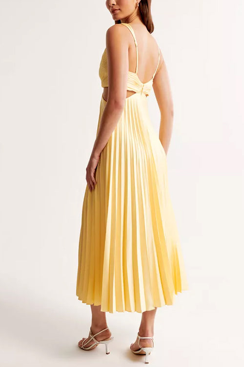Violeta | Cut Out Waist Sleeveless Pleated Maxi Dress