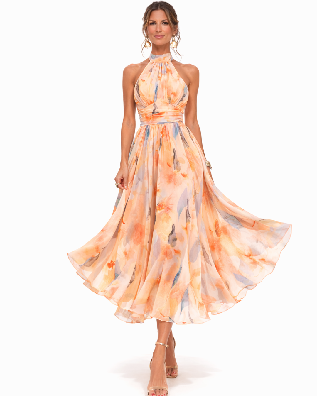 AURORA™ | WATERCOLOR HALTER MAXI DRESS