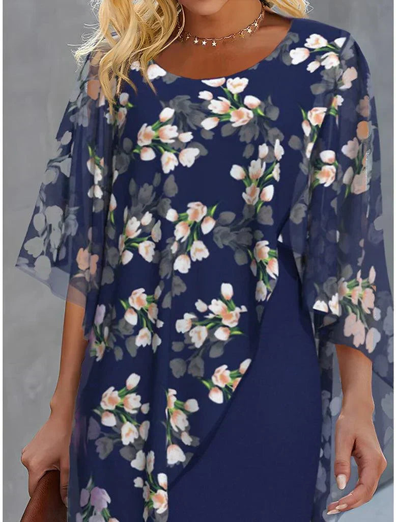Klara | Floral Cape Dress