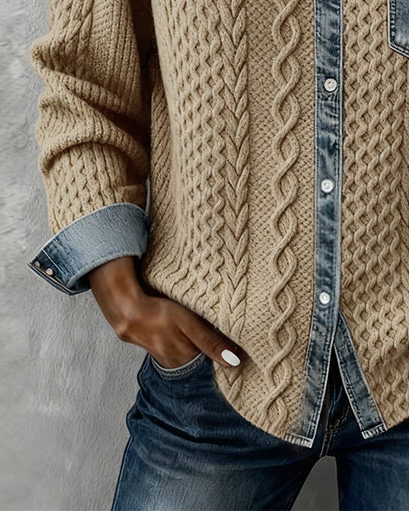 Kabira | Shirt with Denim Patchwork