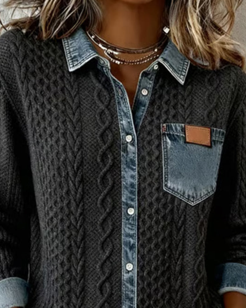 Kabira | Shirt with Denim Patchwork