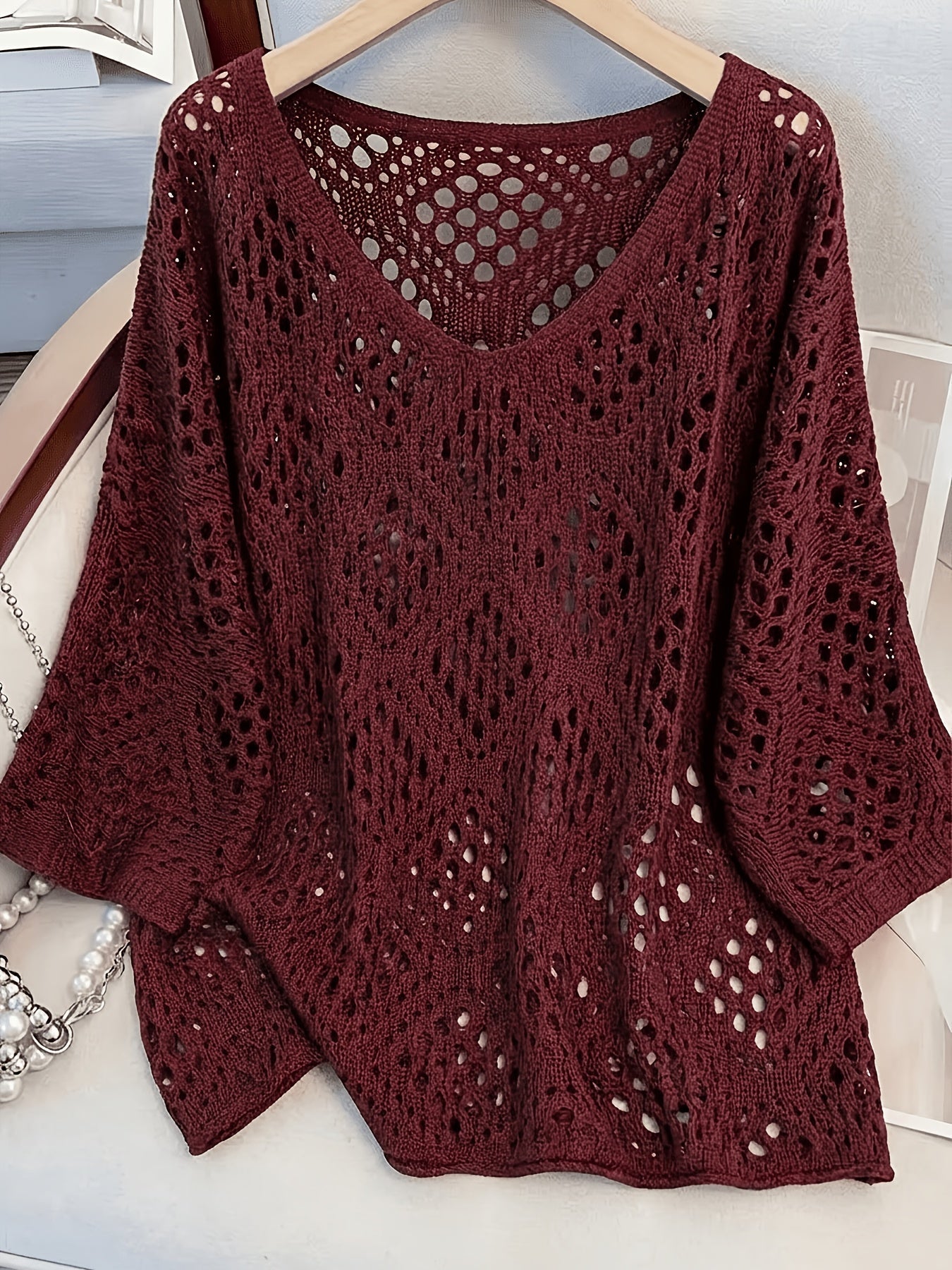 Edith™ | Open-Knit V-Neck Jumper