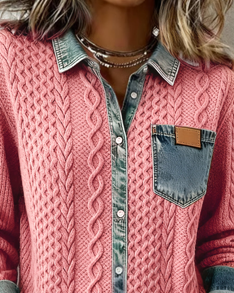 Kabira | Shirt with Denim Patchwork
