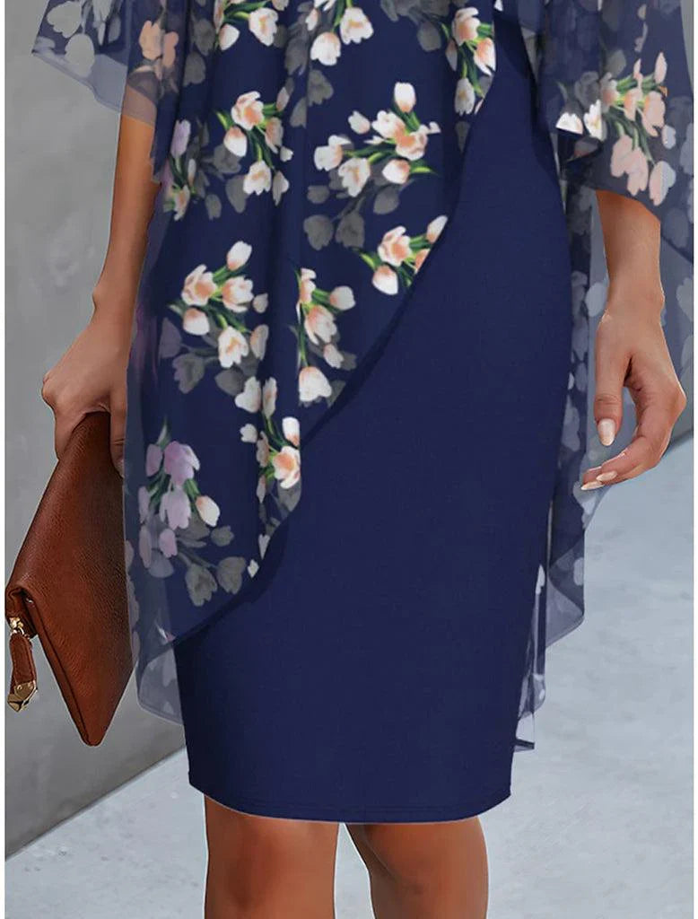 Klara | Floral Cape Dress
