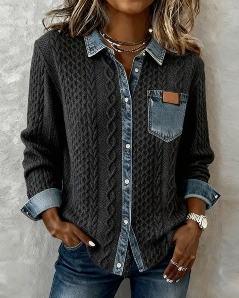 Kabira | Shirt with Denim Patchwork