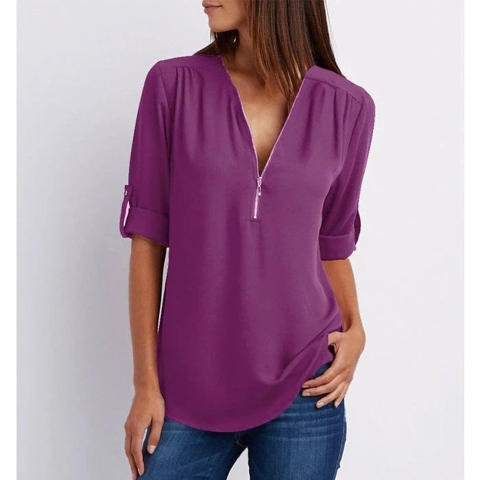 Henley | Chic Zipper Blouse