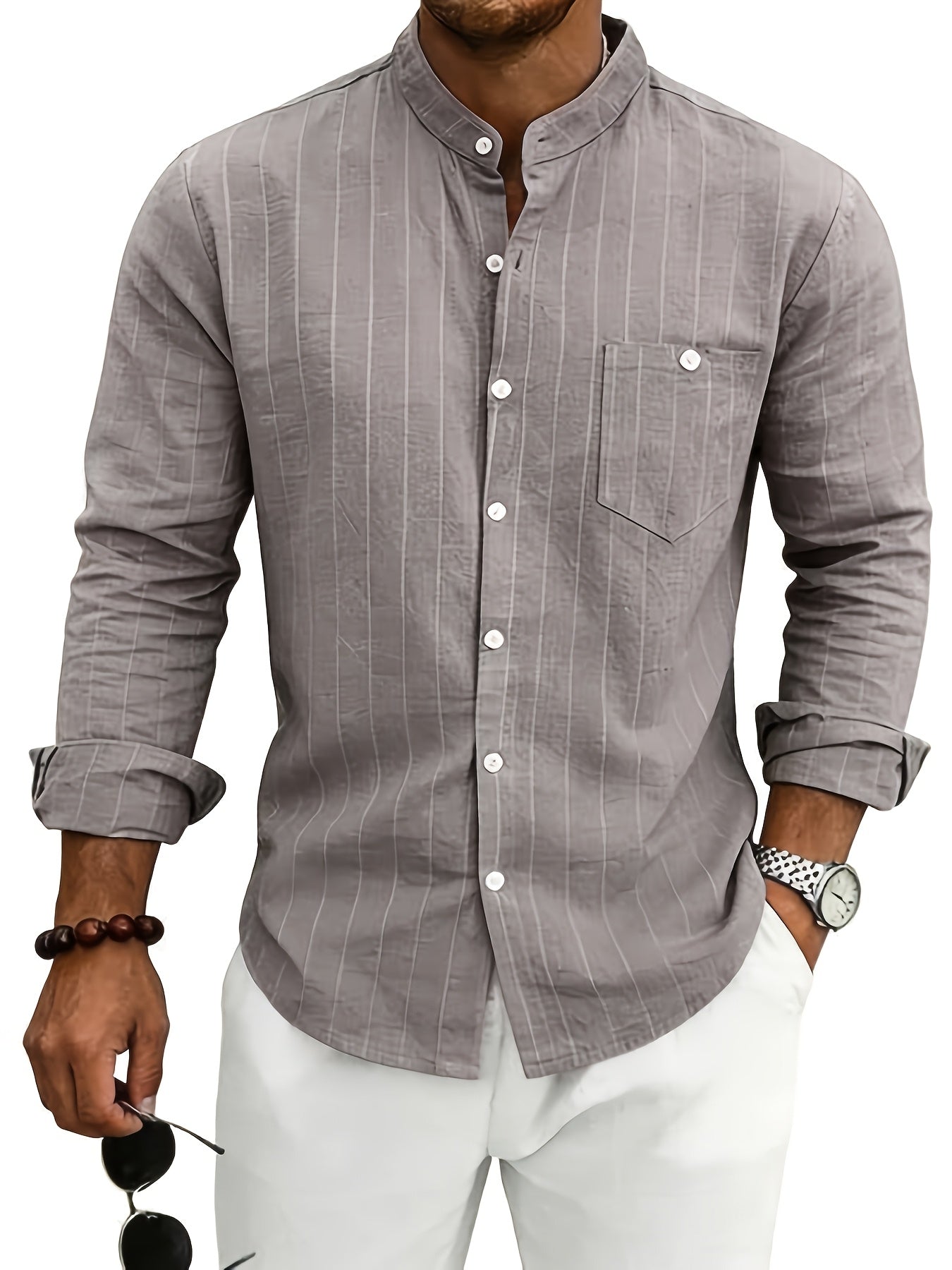 Auden | Men's Retro Striped Linen Shirt