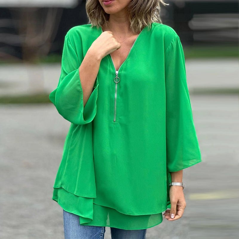 Jayne | Chiffon Zipper Blouse
