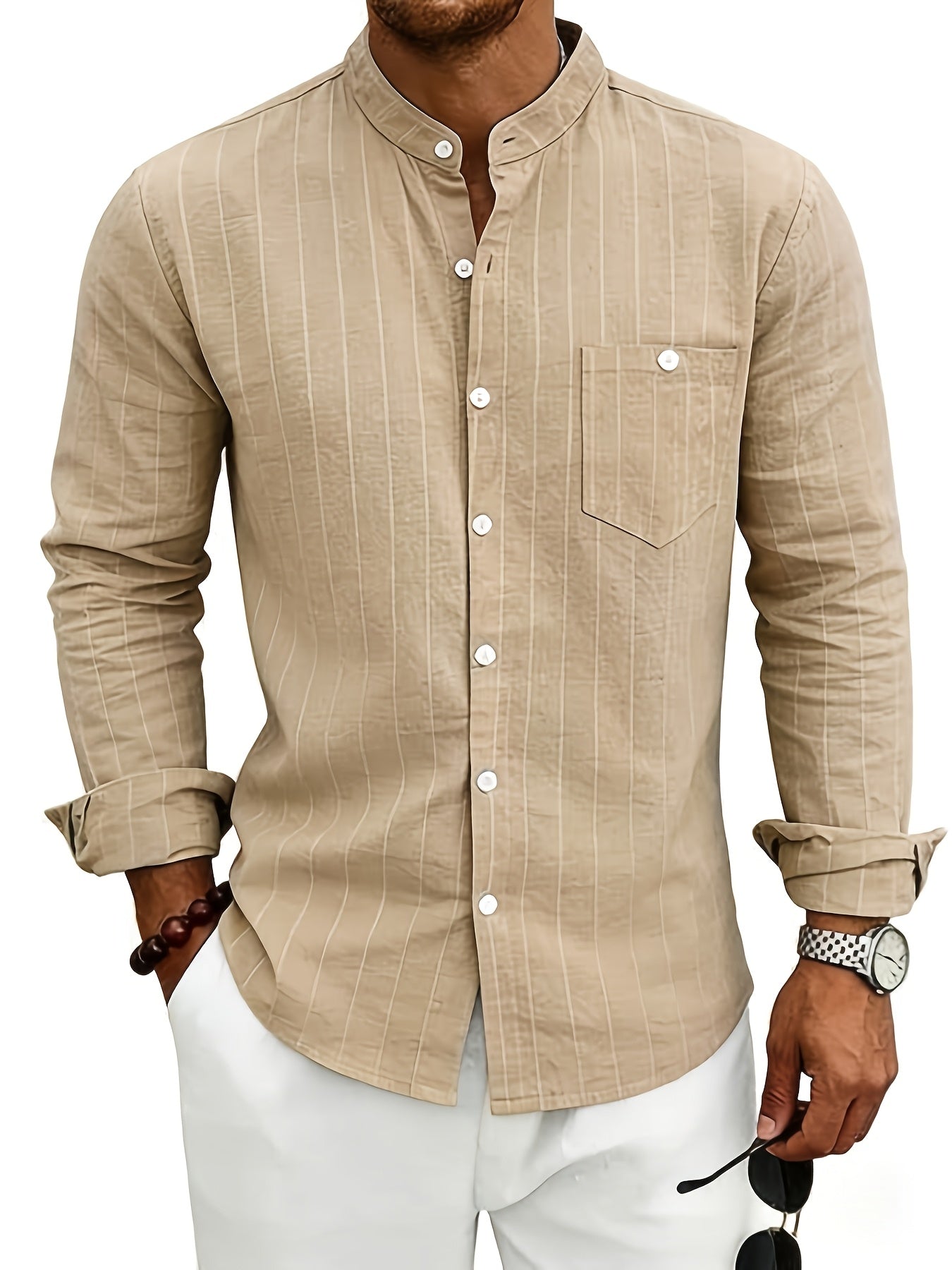 Auden | Men's Retro Striped Linen Shirt