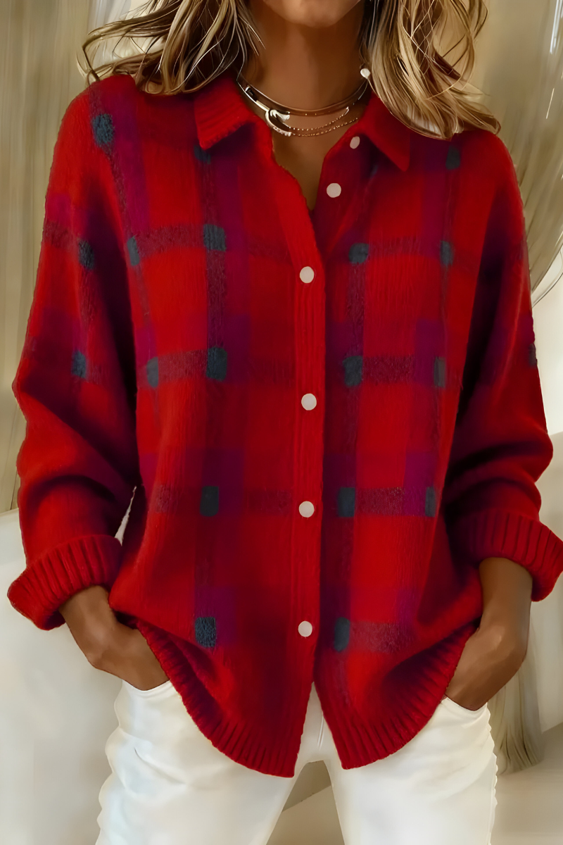 EVELYN | CHECKED KNIT CARDIGAN
