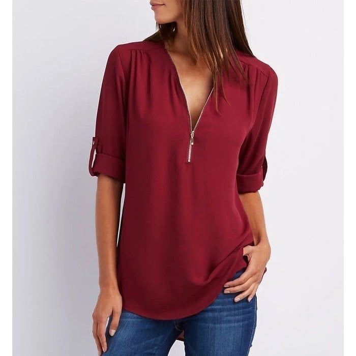 Henley | Chic Zipper Blouse