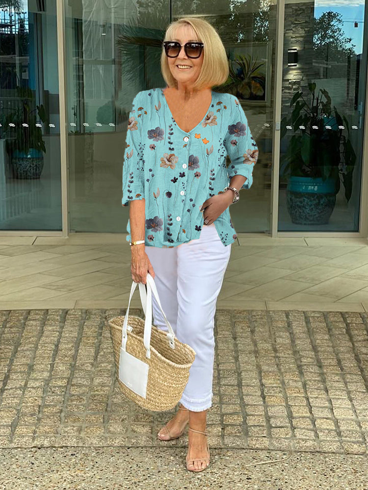 Robin | Printed Button Tunic Top