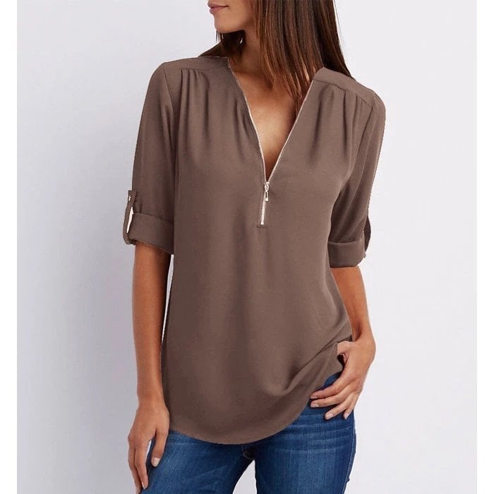Henley | Chic Zipper Blouse