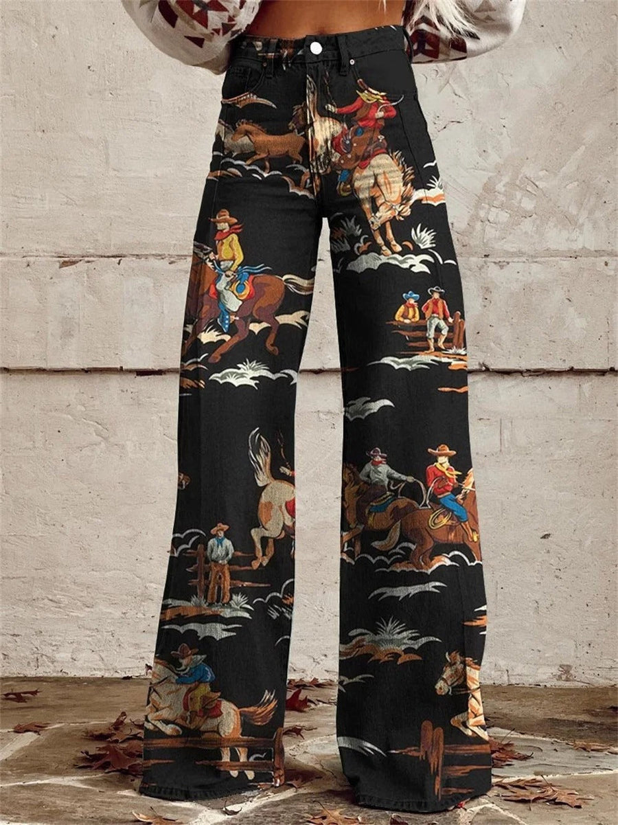 Paula | Vintage Printed Wide Leg Pants