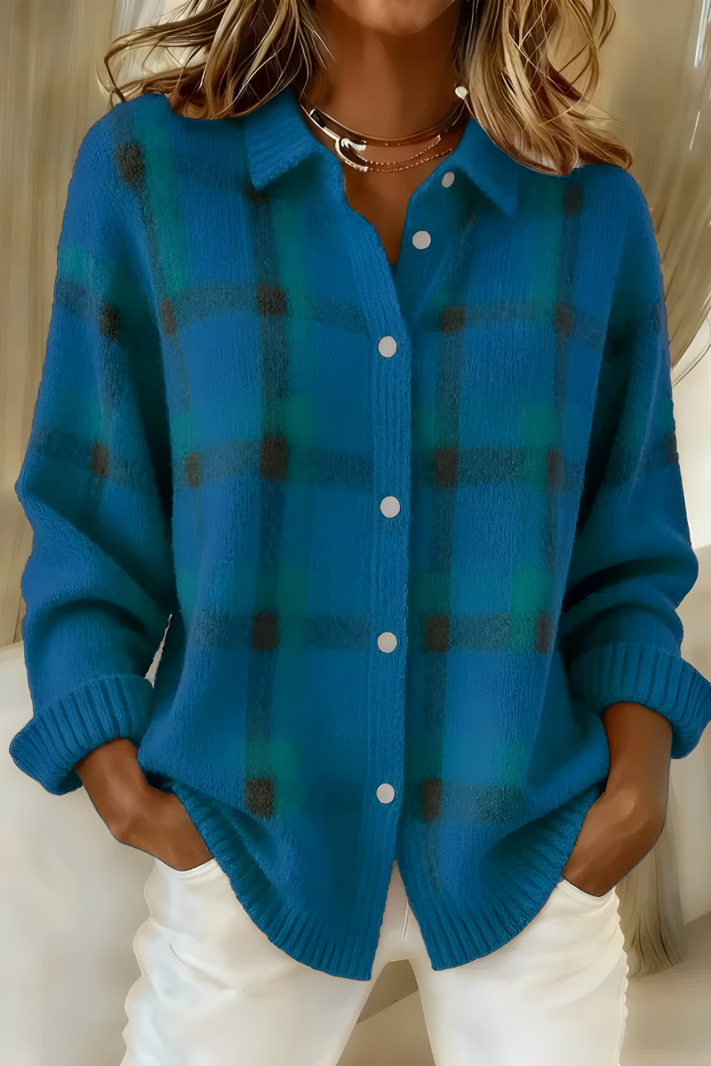 EVELYN | CHECKED KNIT CARDIGAN