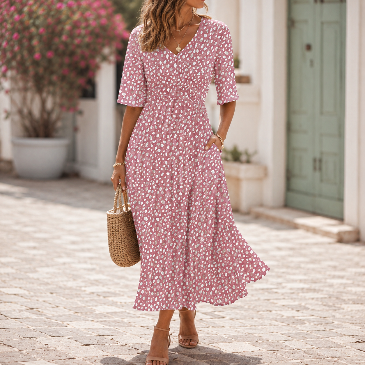 Francesca | Elegant Midi Dress with Tummy Concealing Design