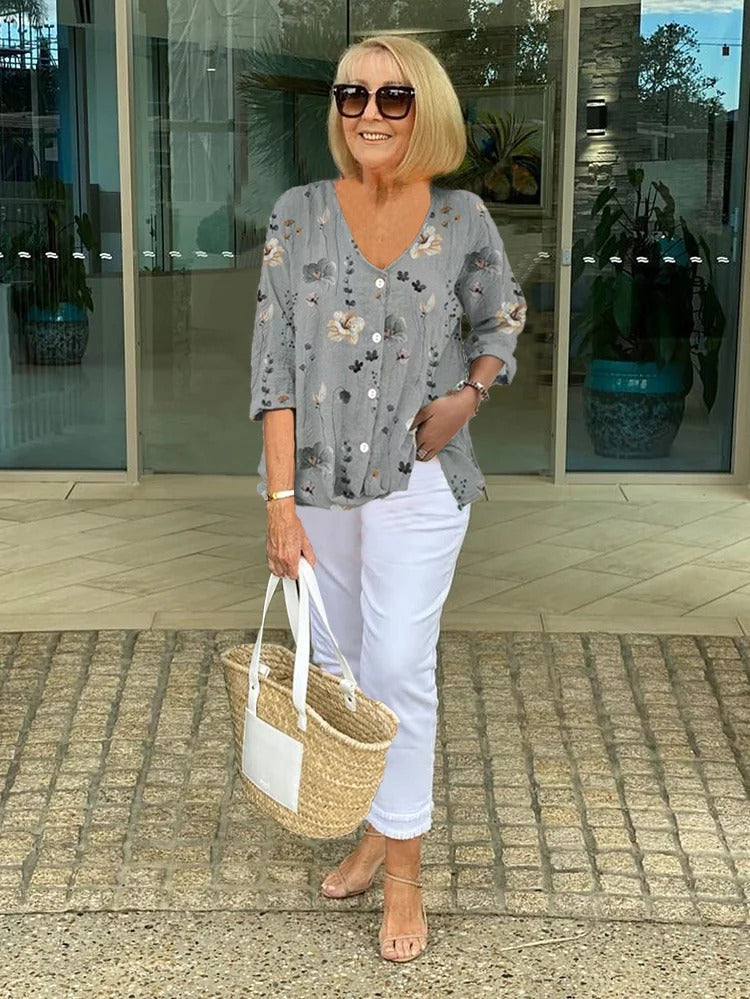 Robin | Printed Button Tunic Top