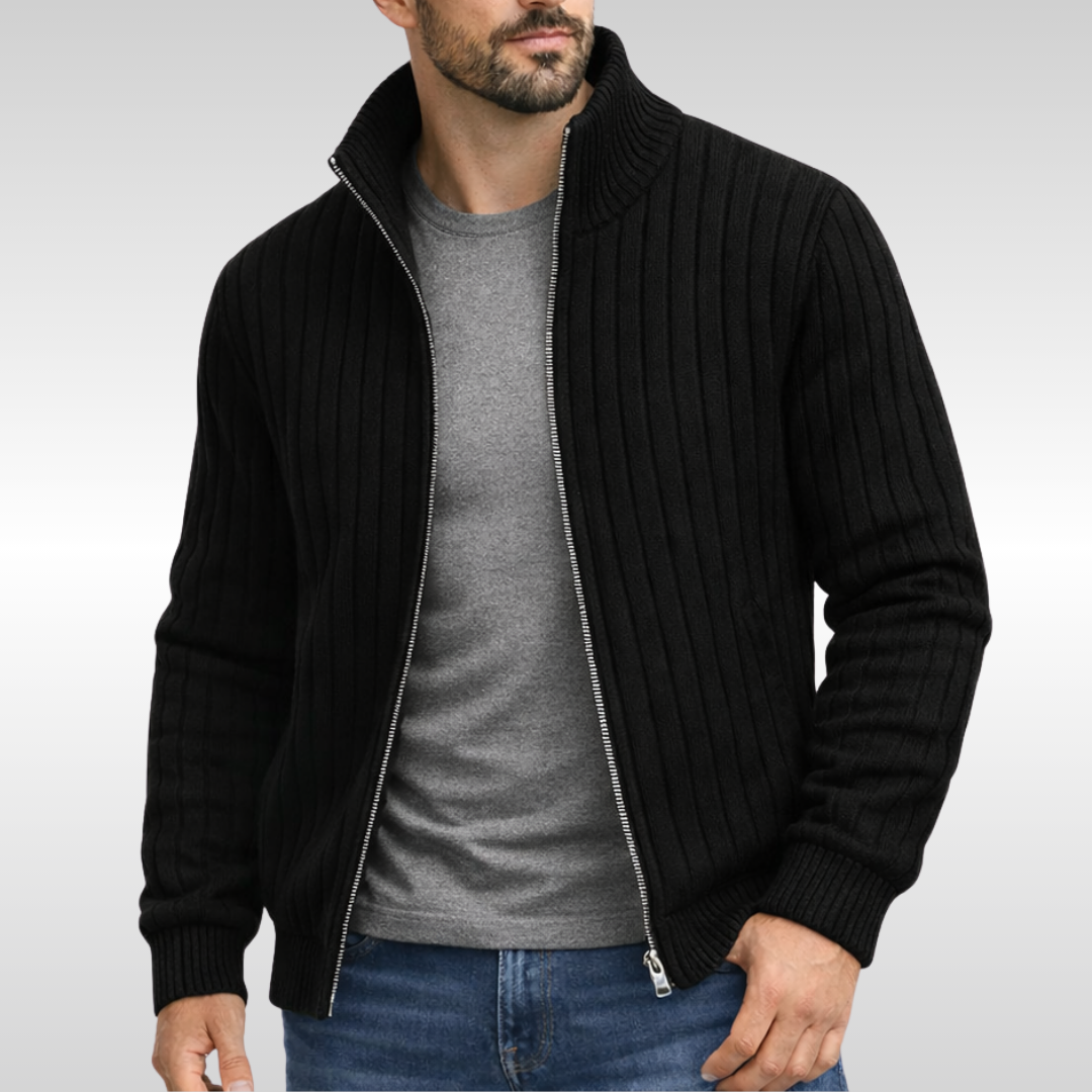 Richie - Classic Ribbed Zip Cardigan