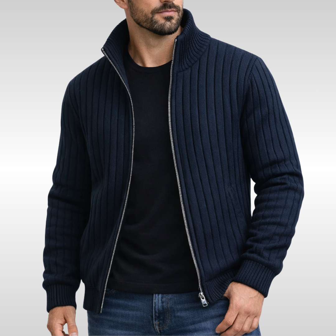 Richie - Classic Ribbed Zip Cardigan