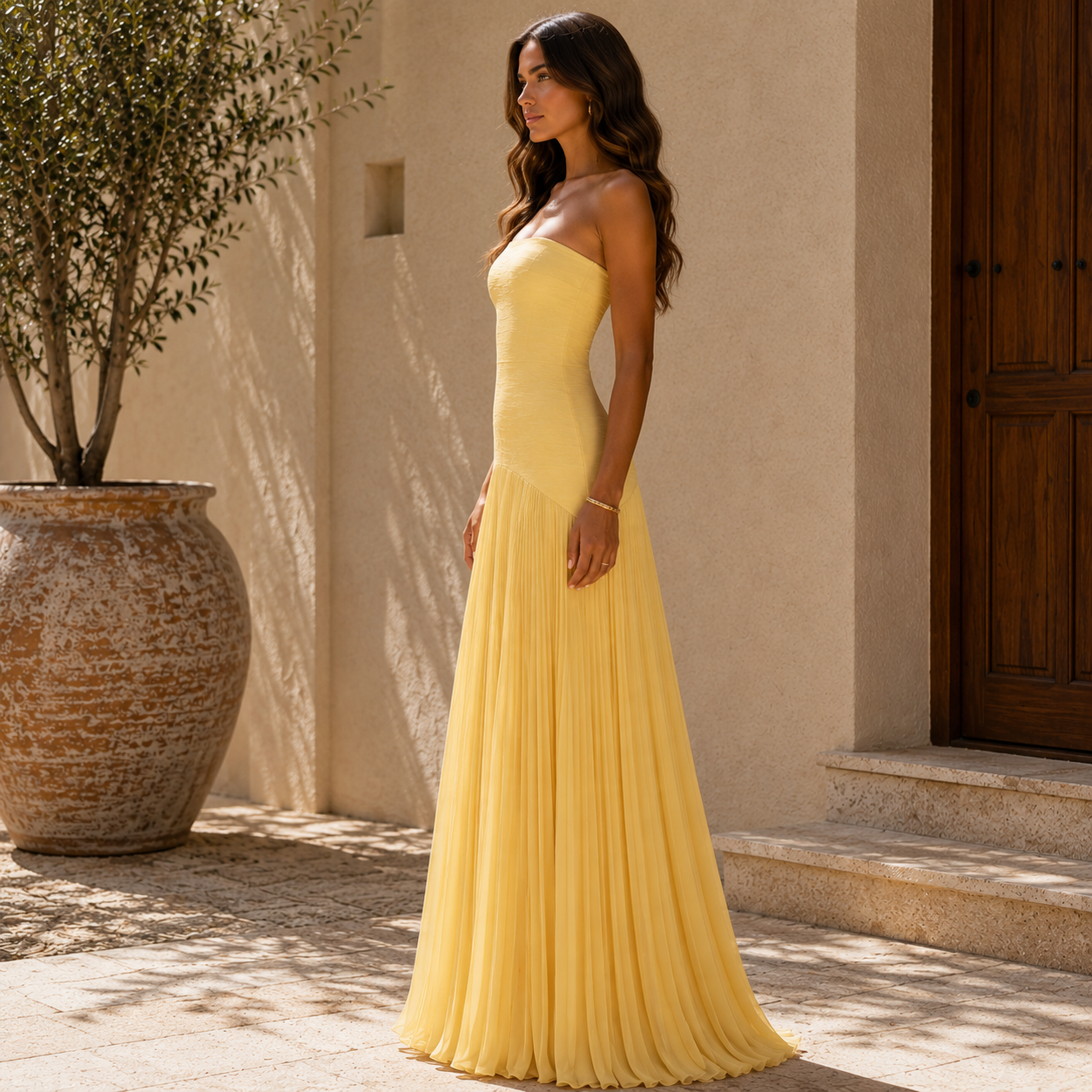 Dress with off-shoulder design