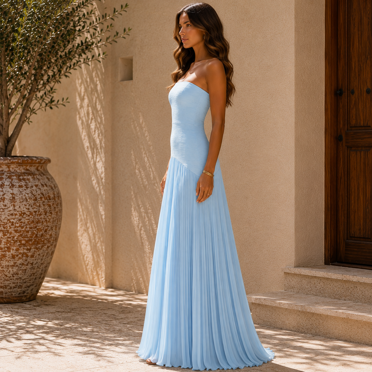 Dress with off-shoulder design