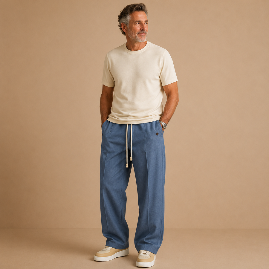 Paul| Drawstring Wide-Leg Cotton Trousers